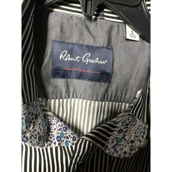 Robert Graham Shirt Mens Large Long Sleeve Button Down Striped Tailored Fit - Picture 2 of 3